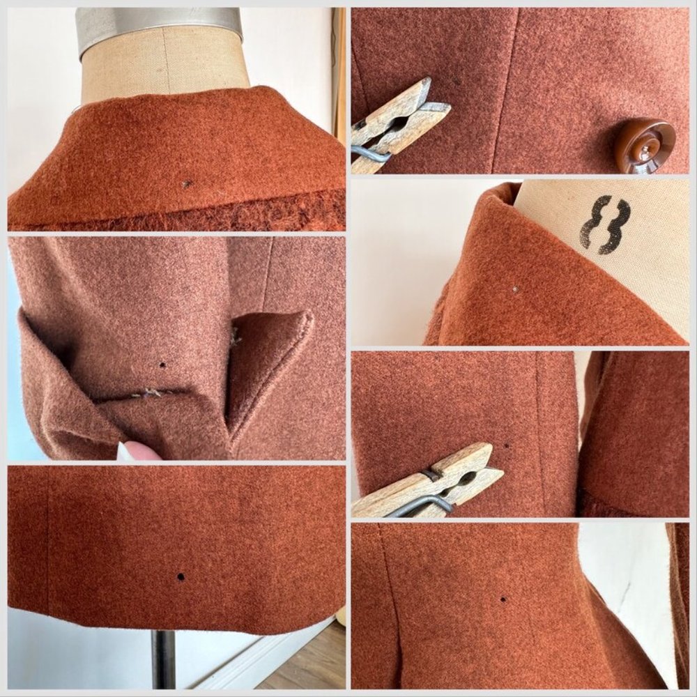 1940s Utah Woolen Mills Forstmann Wool Flannel Full Skirt Nip Waist Skirt Suit - Picture 7 of 8